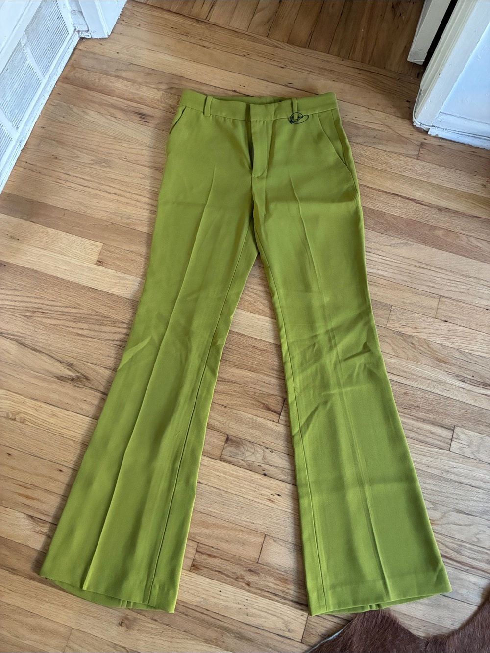 Zara Olive Green Flared Trousers size Xs
